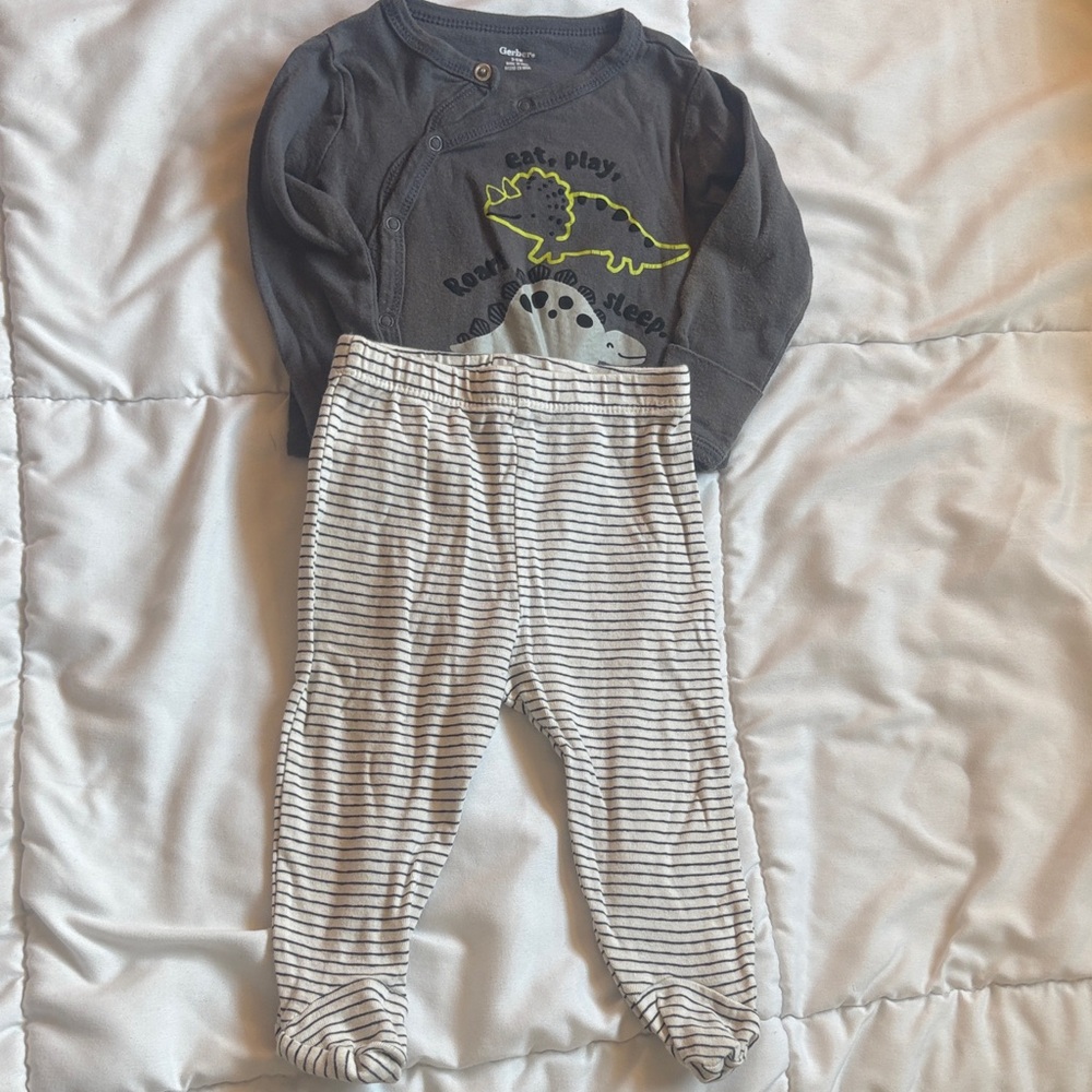 Gerber Gray and White Dinosaur Kids Matching Set